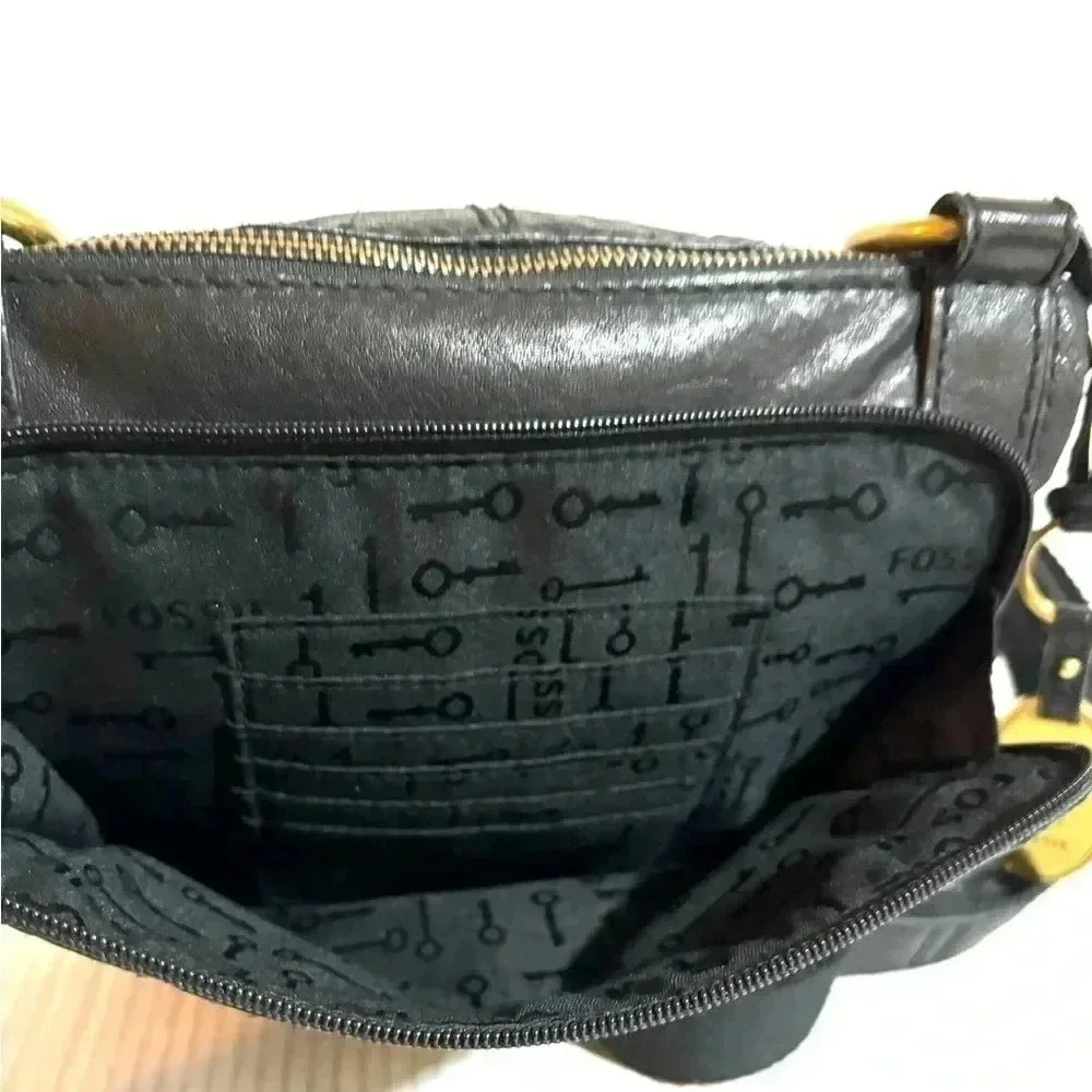 Fossil black leather crossbody handbag - Picture 7 of 11